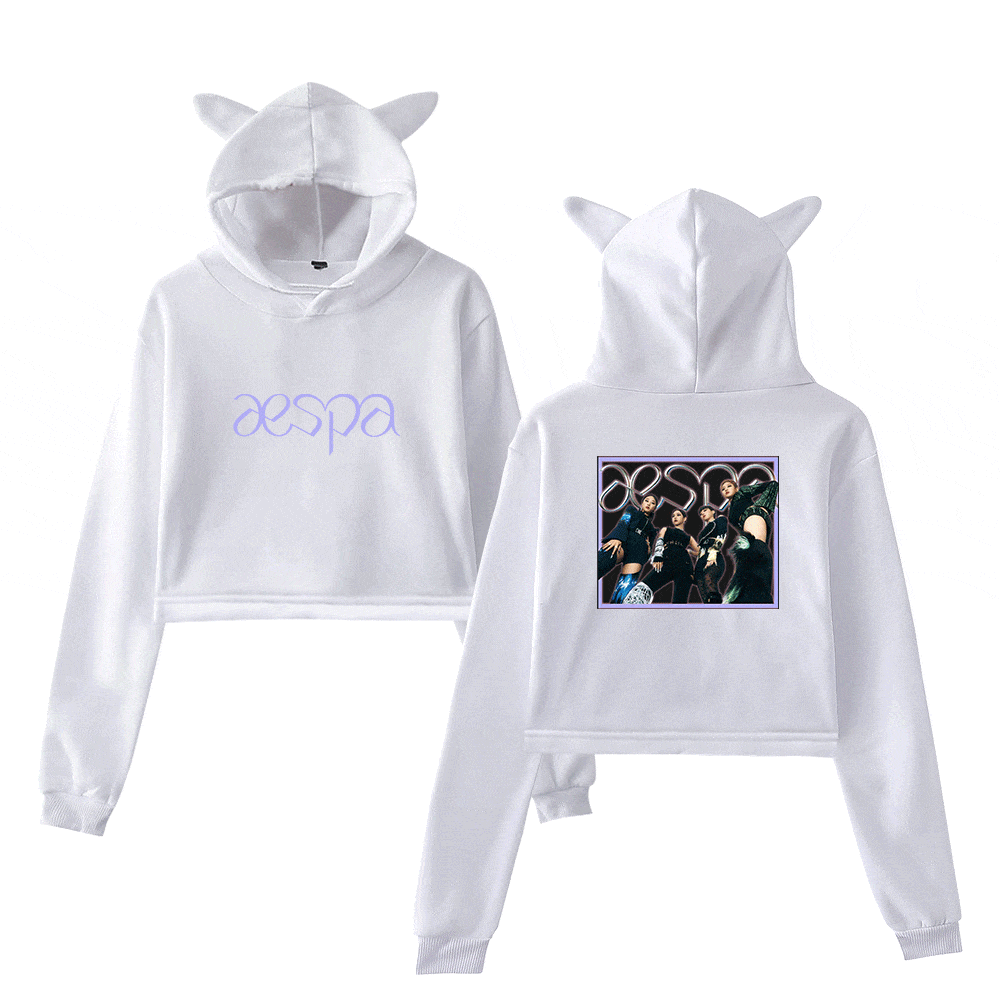 aespa Group Portrait Cropped Hoodie